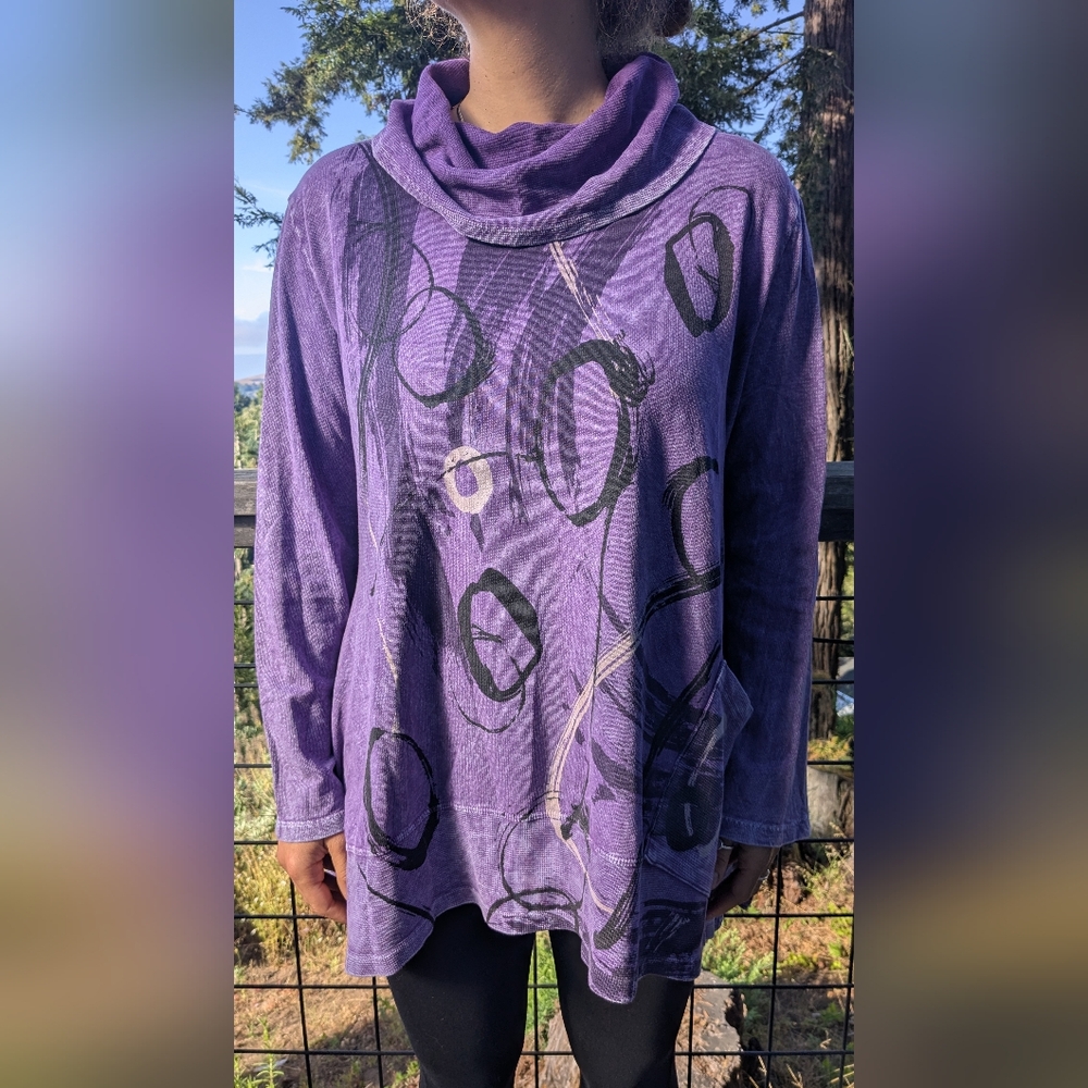 Purple Women's Sweatshirt With Artistic Abstract Design